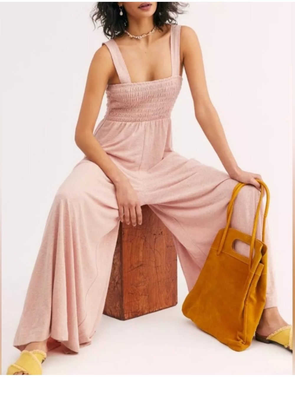 Free People Homecoming Jumper Wide Leg Peach Sleeveless size X-Small New Coastal